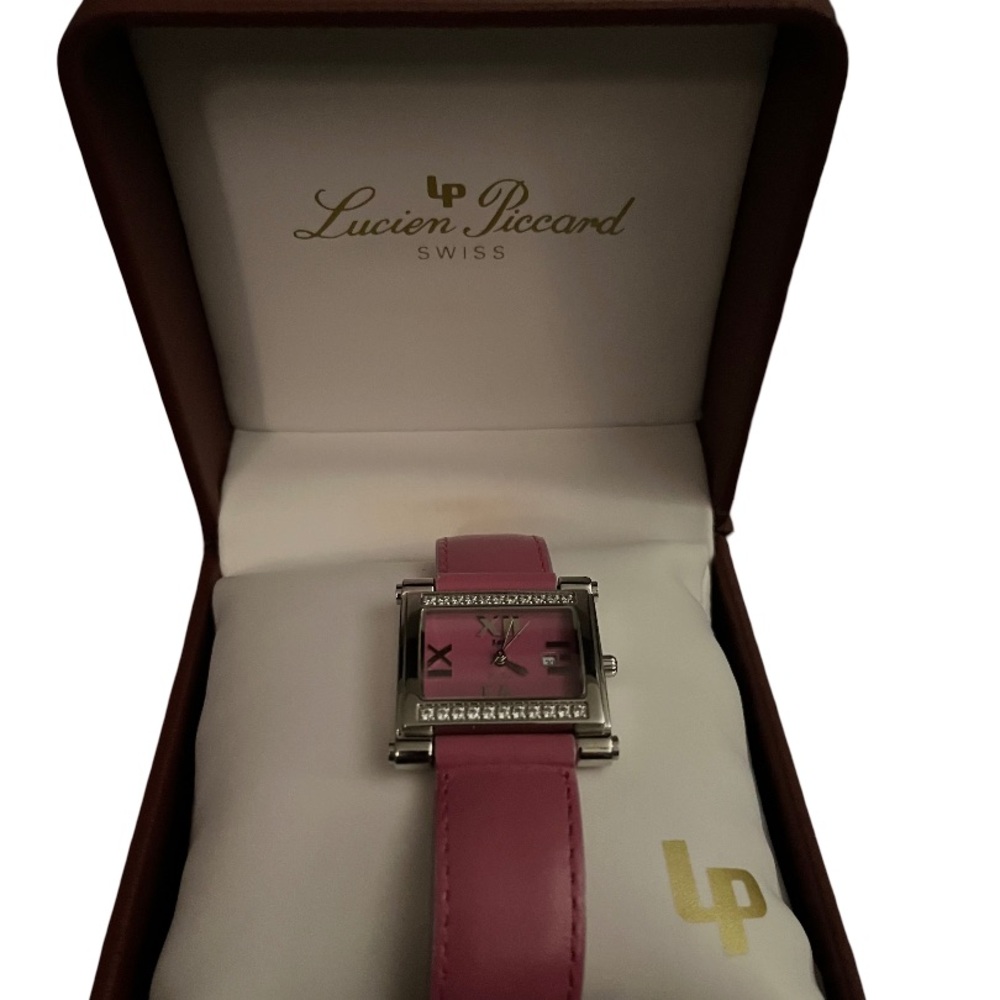 Lucien Piccard Pink Leather Crystal Ladies Watch